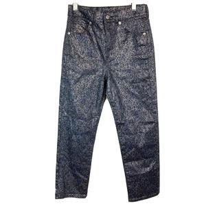 Express Jeans Pants Womens 2P‎ Silver Metallic Coated Super High Rise Slim Ankle